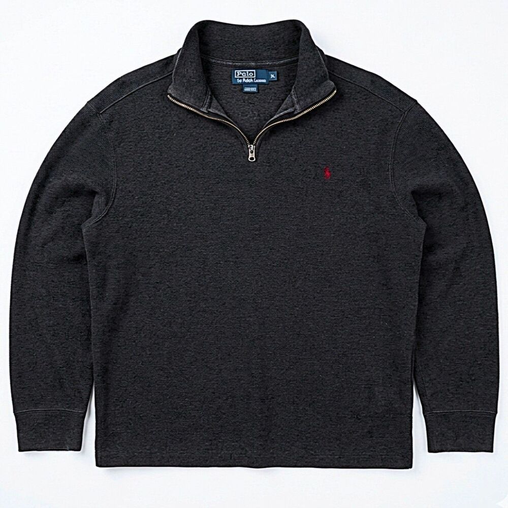 Polo Ralph Lauren Men's XL Charcoal Gray Quarter Zip Pullover Sweater